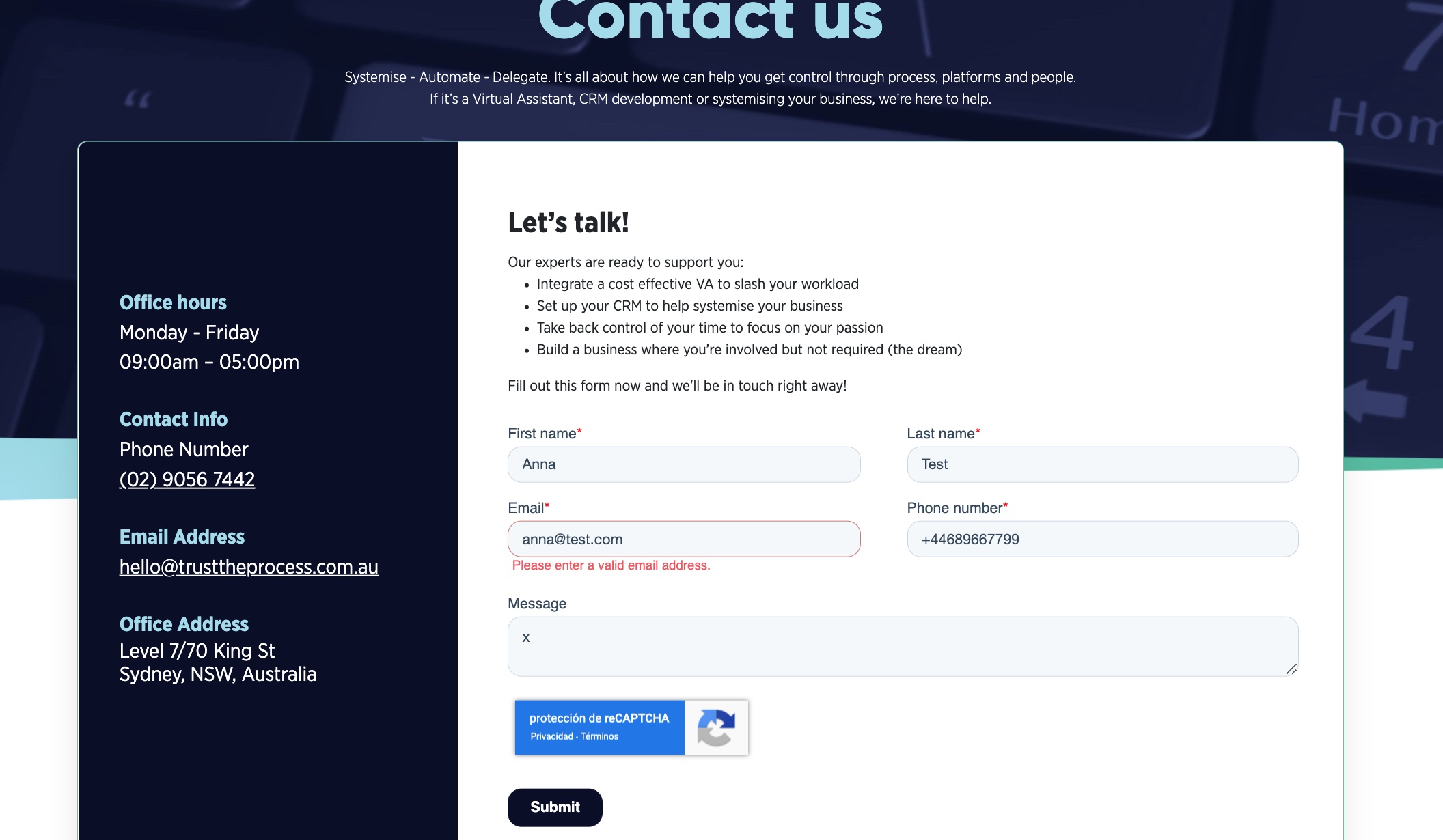 Through Trust the Process submission form